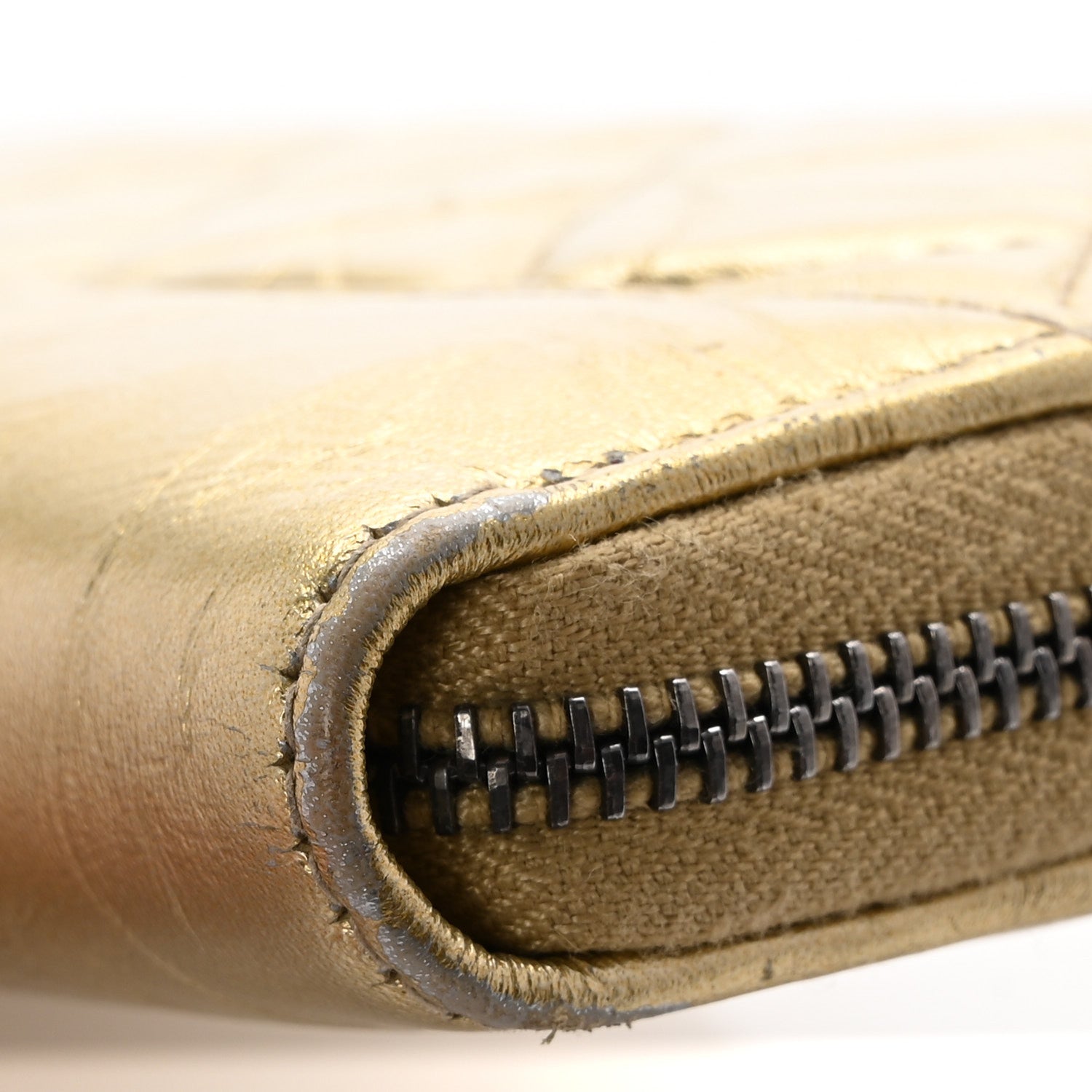 Chanel Metallic Aged Calfskin Quilted Small Gabrielle Zip Around Wallet Gold 12 of 13