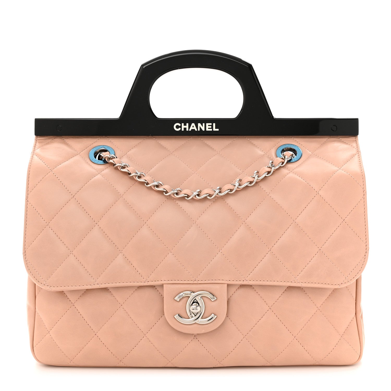 Chanel Glazed Calfskin Quilted Small CC Delivery Tote Light Pink 1 of 12