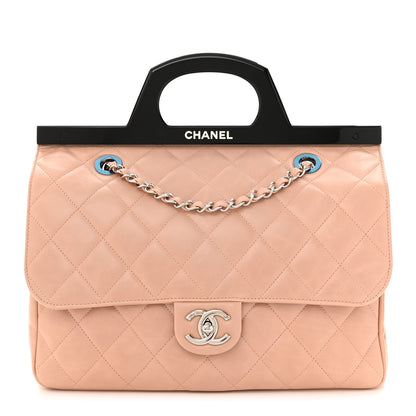 Chanel Glazed Calfskin Quilted Small CC Delivery Tote Light Pink 1 of 12