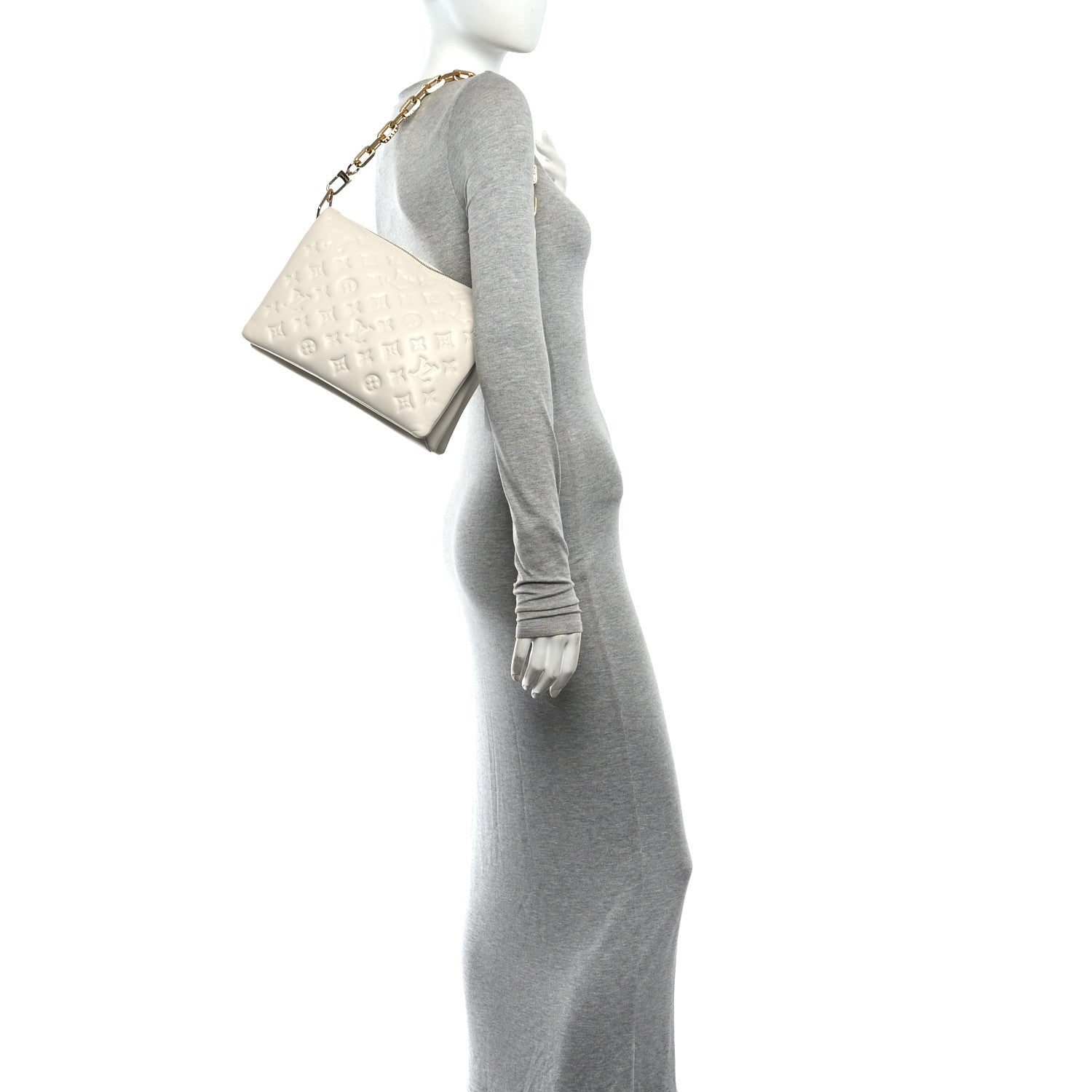 Louis Vuitton Lambskin Embossed Monogram Coussin BB White 2 of 13