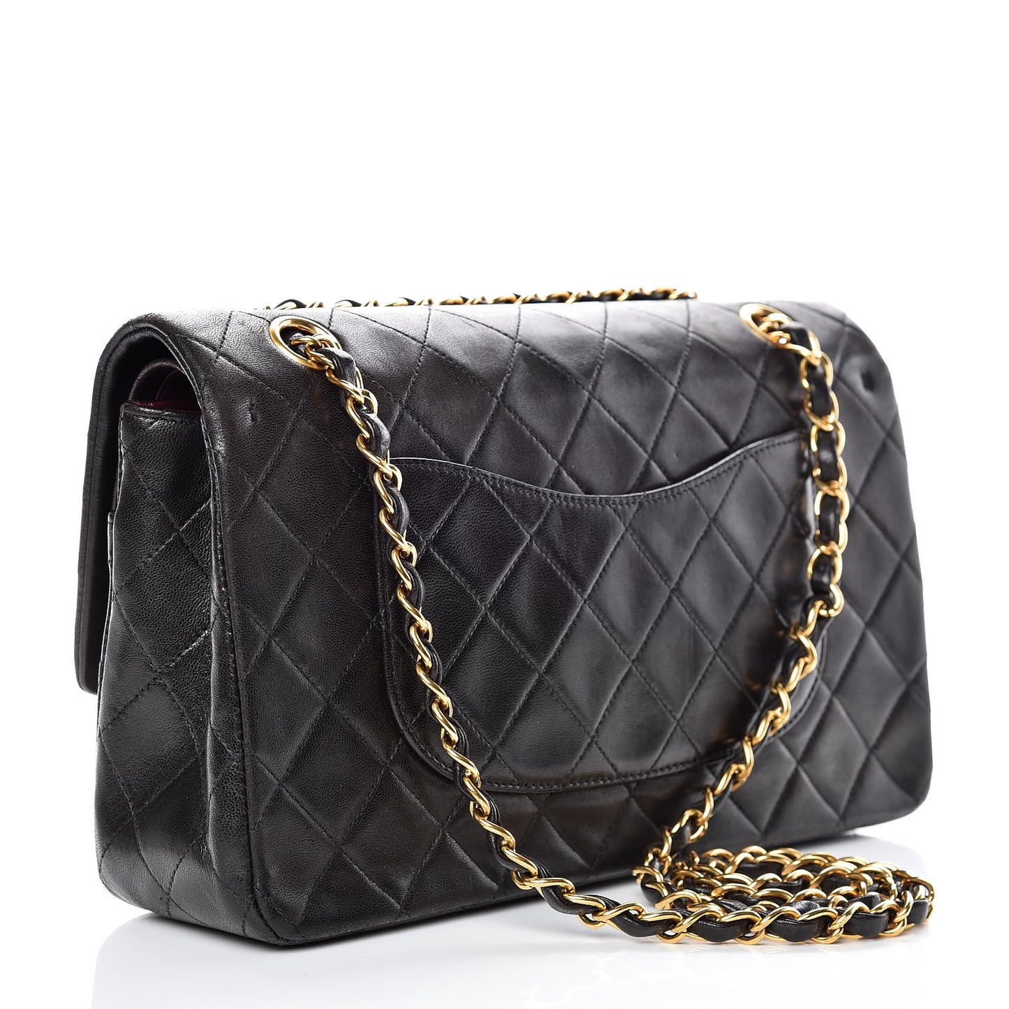 Lambskin Quilted Medium Double Flap Black