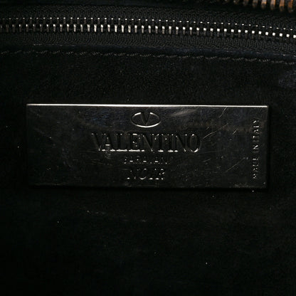 Valentino Garavani Craquele Calfskin Small Guitar Strap Rockstud Rolling Flap Pocket Shoulder Bag Black 6 of 9