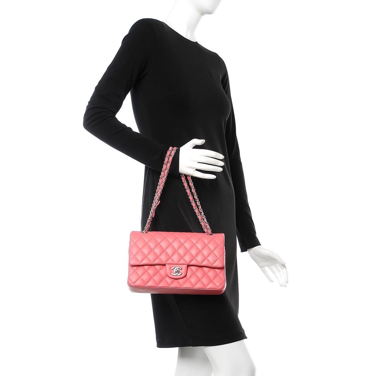Lambskin Quilted Medium Double Flap Pink