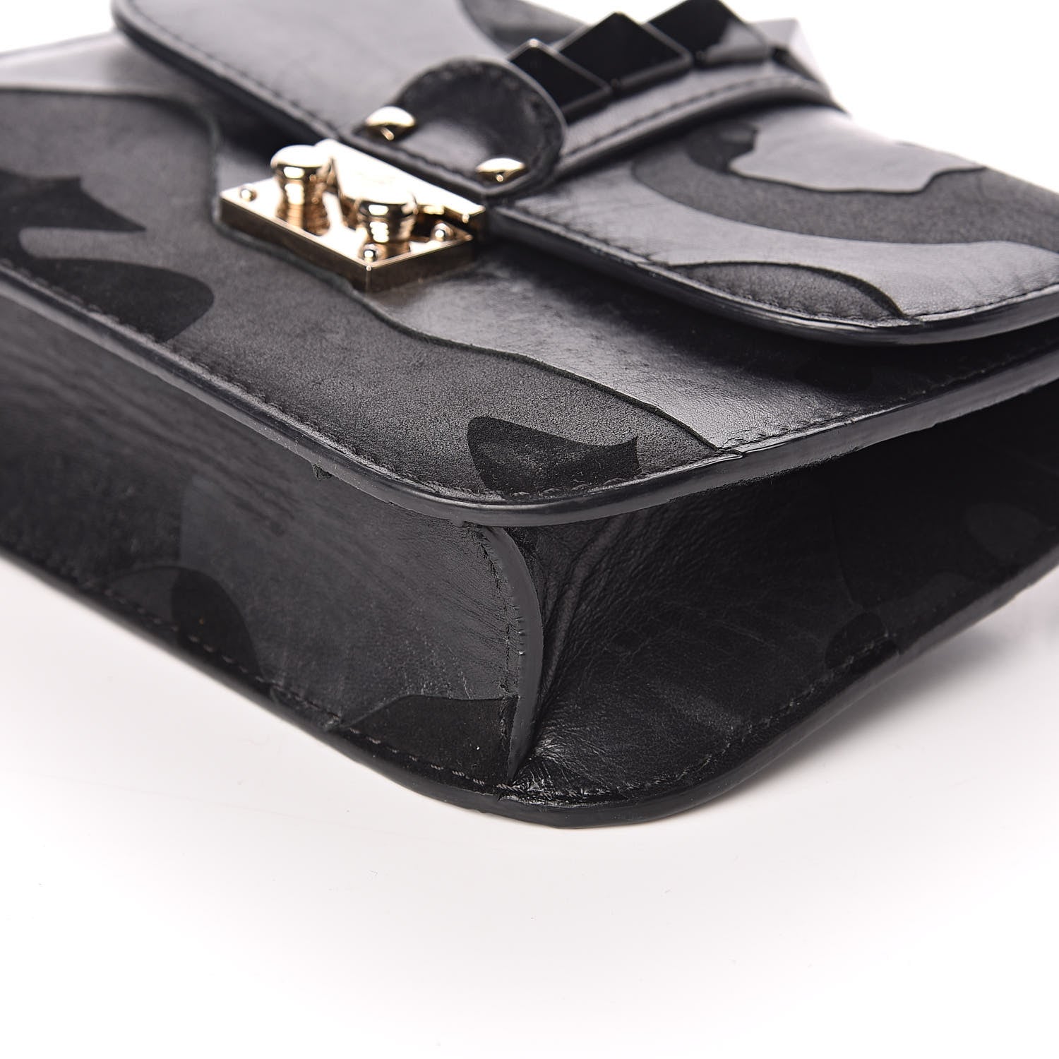 Valentino Garavani Nappa Camouflage Small Glam Lock Rockstud Flap Black 8 of 10