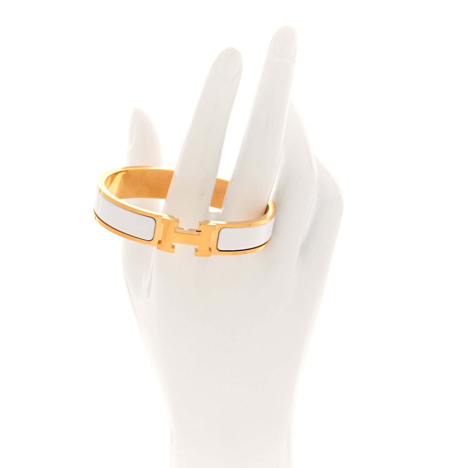 Hermes Enamel Narrow Clic Clac H Bracelet PM White 2 of 4