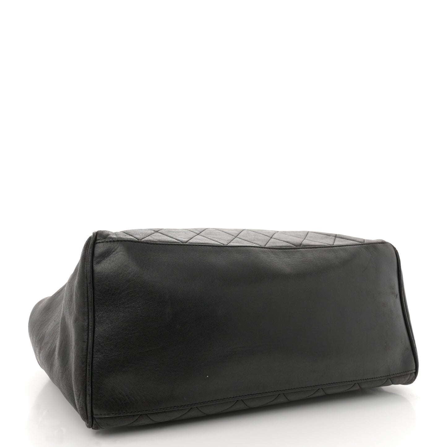 Lambskin Large Quilted Shopping Tote Black