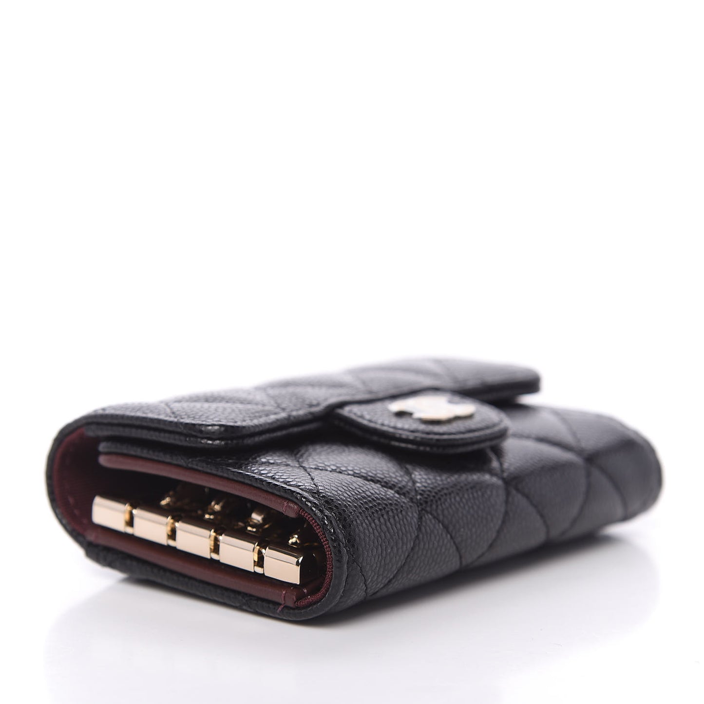 Caviar Quilted Classic 4 Key Holder Wallet Black