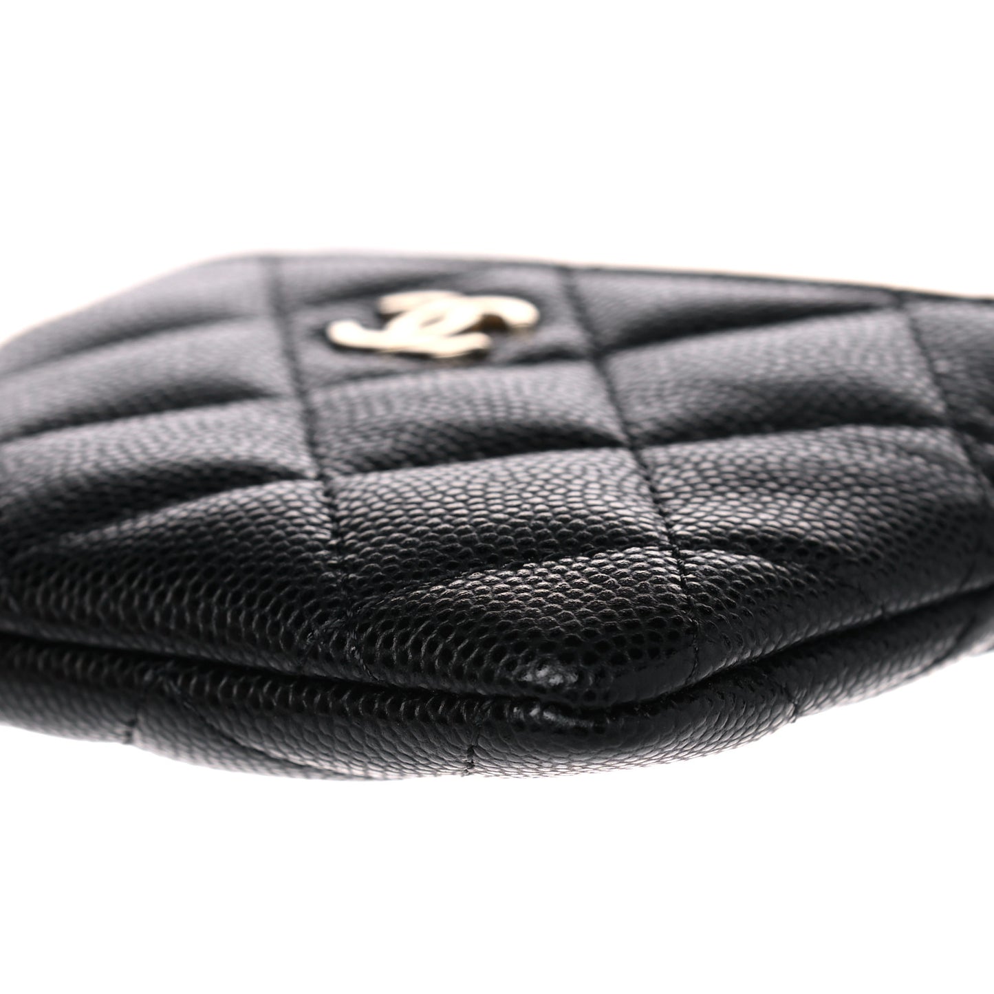 Caviar Quilted Zip Card Holder Wallet Black