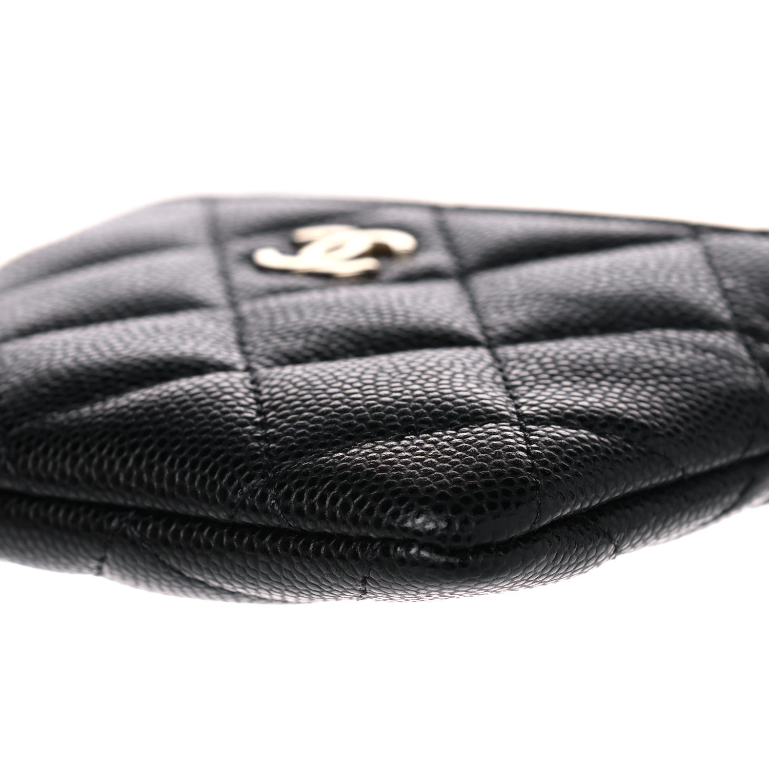 Chanel Caviar Quilted Zip Card Holder Wallet Black 9 of 10