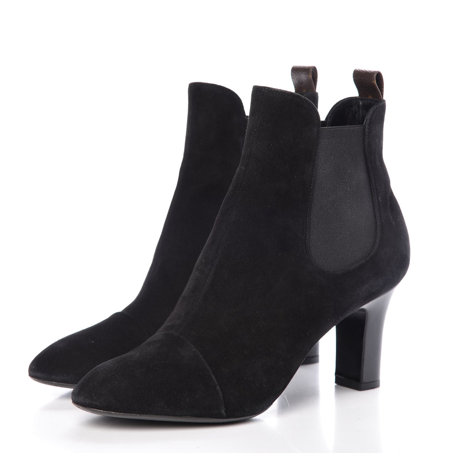 Suede Monogram Uniformes Cap Toe Chelsea 75mm Ankle Boots 41 Black