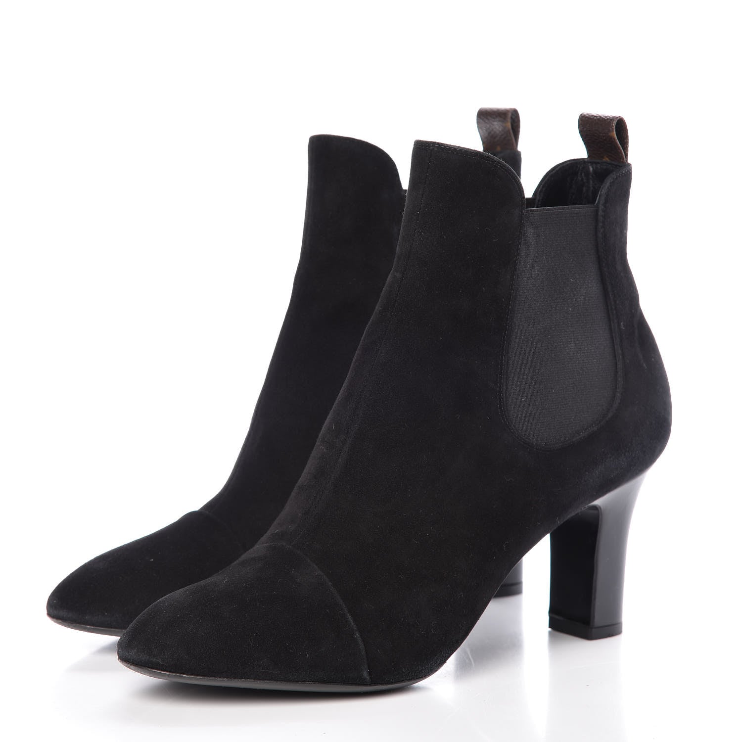 Louis Vuitton Suede Monogram Uniformes Cap Toe Chelsea 75mm Ankle Boots 41 Black 3 of 15