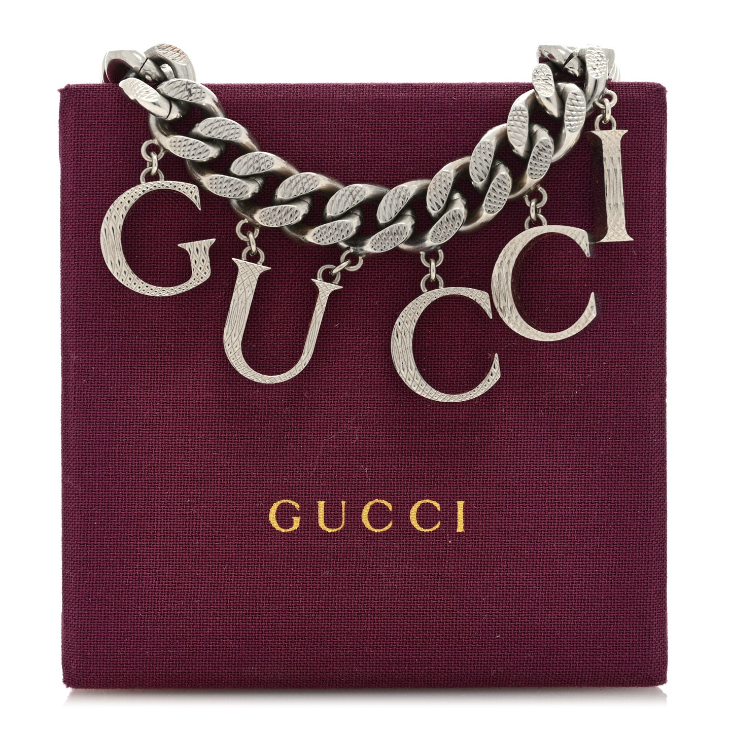 Metal Script Choker Necklace Silver