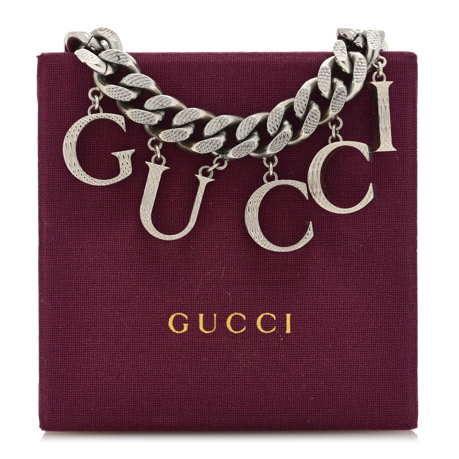 Gucci Metal Script Choker Necklace Silver 4 of 4