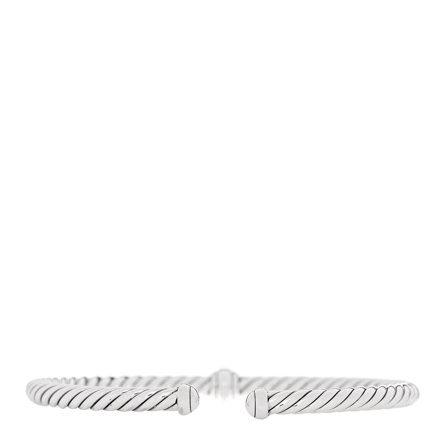 David Yurman Sterling Silver Diamond 4mm Cable Flex Single Station Bracelet 2 of 3