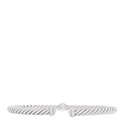 David Yurman Sterling Silver Diamond 4mm Cable Flex Single Station Bracelet 2 of 3