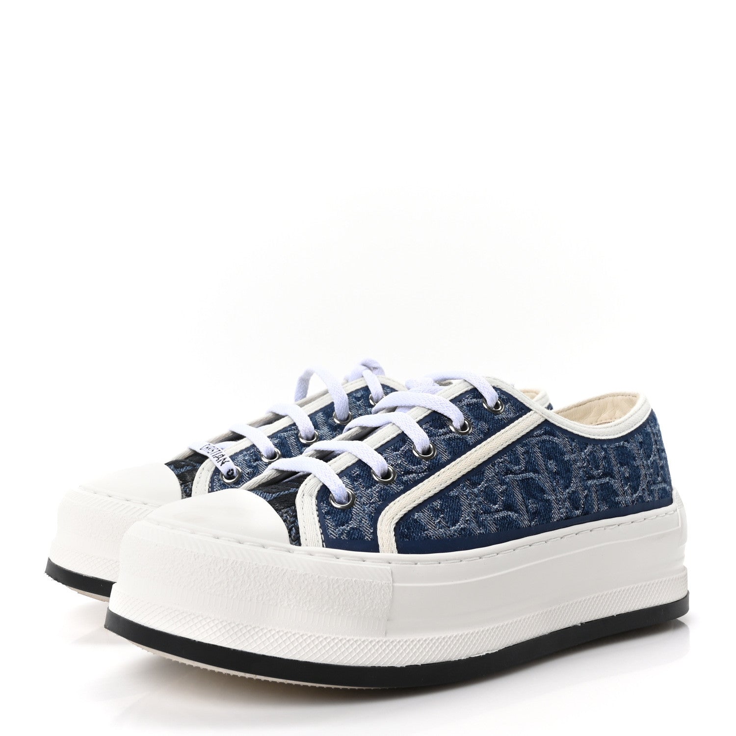 Christian Dior Denim Oblique Walk'N'Dior Low Top Sneakers 37.5 Blue 4 of 8