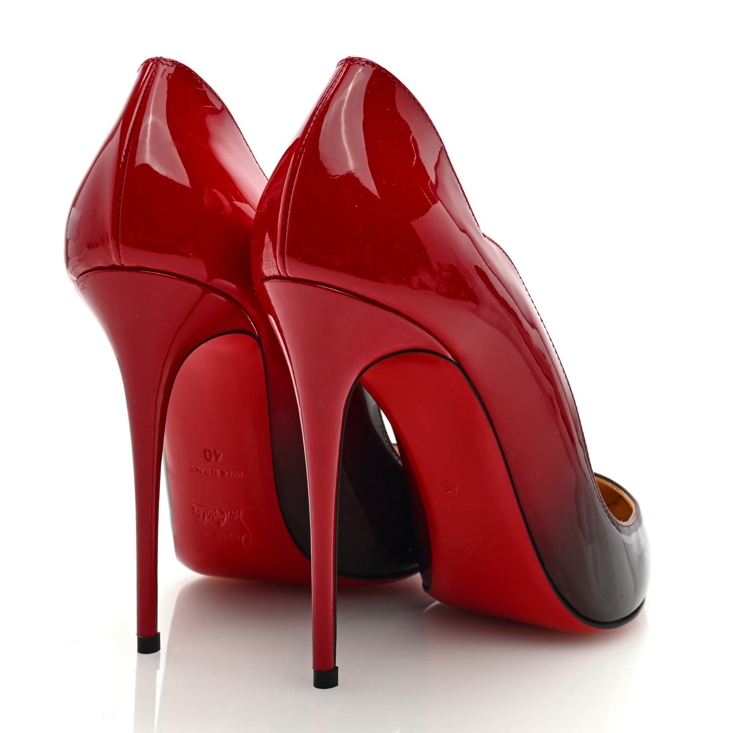 Christian Louboutin Patent Degrade Hot Chick 100 Pumps 40 Black Red 4 of 7