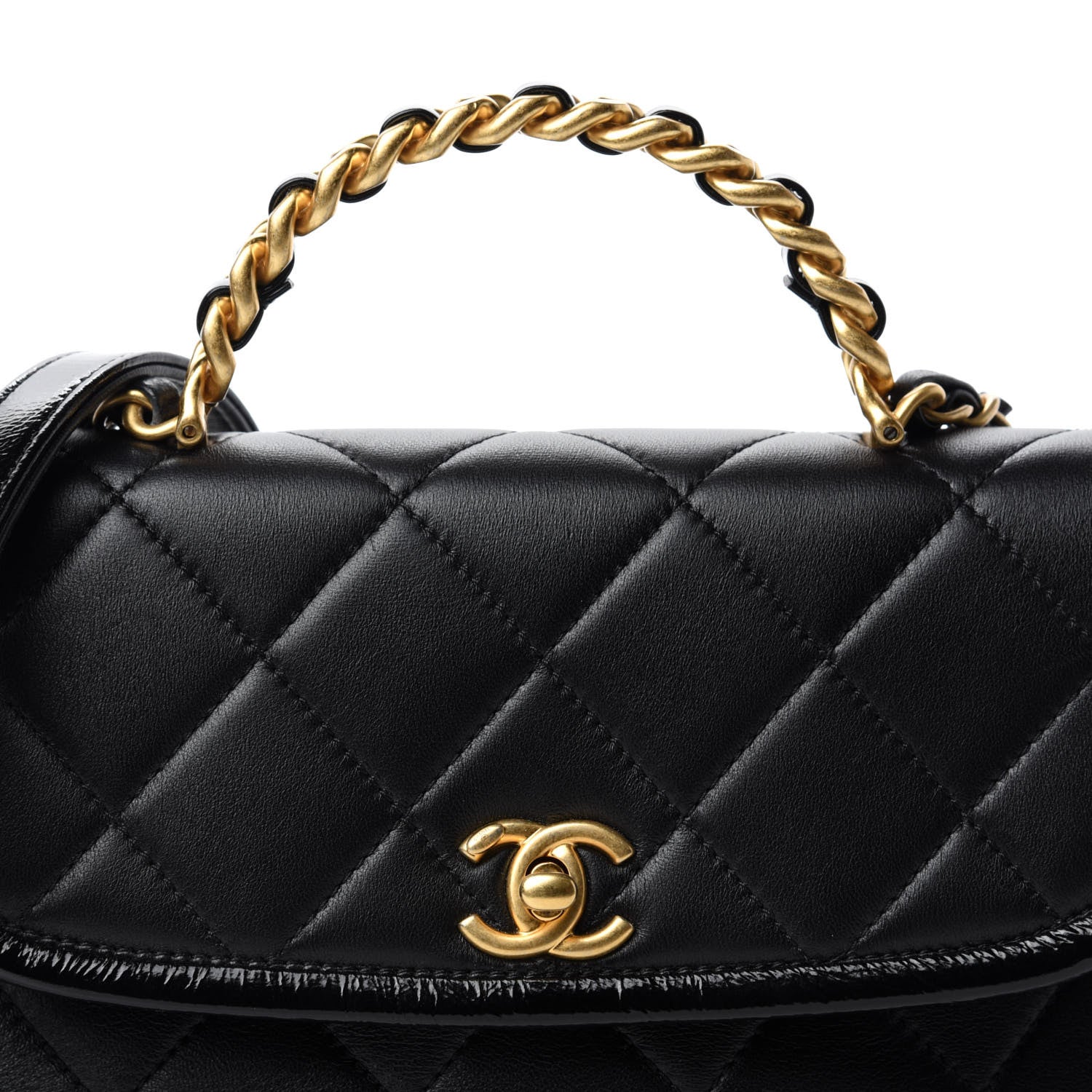 Chanel Lambskin Quilted Small La Parisienne Top Handle Flap Black 10 of 10