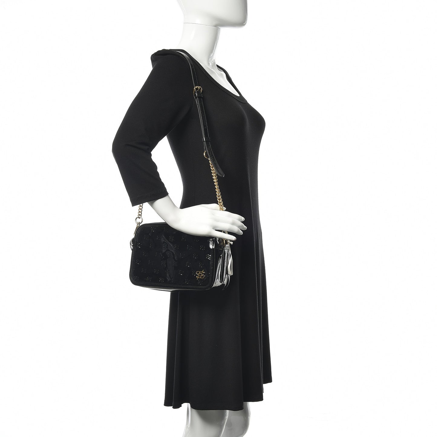 Vitello Vernice Mou Karligraphy Embossed Camera Case Black
