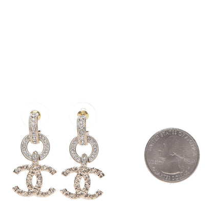 Chanel Crystal CC Drop Earrings Gold 2 of 5