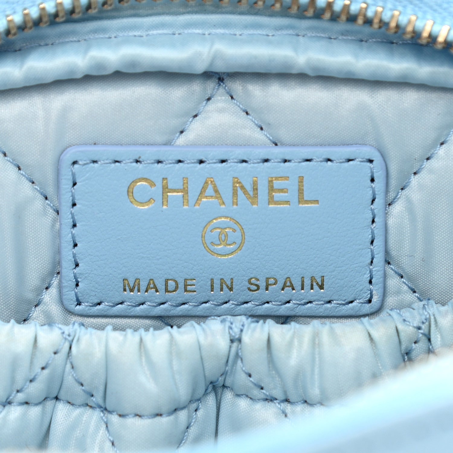 Chanel Caviar Quilted Small Curvy Pouch Cosmetic Case Light Blue 6 of 8
