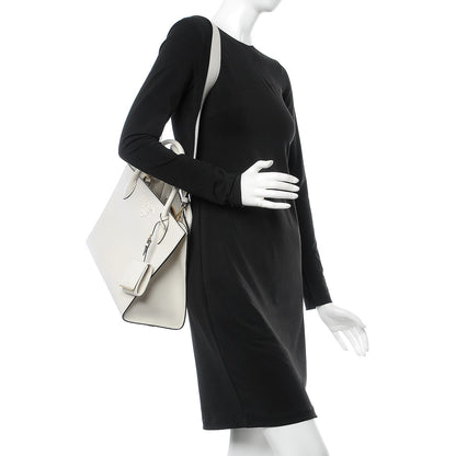 Prada Saffiano Cuir Calfskin Medium Monochrome Top Handle Tote Talco 2 of 9