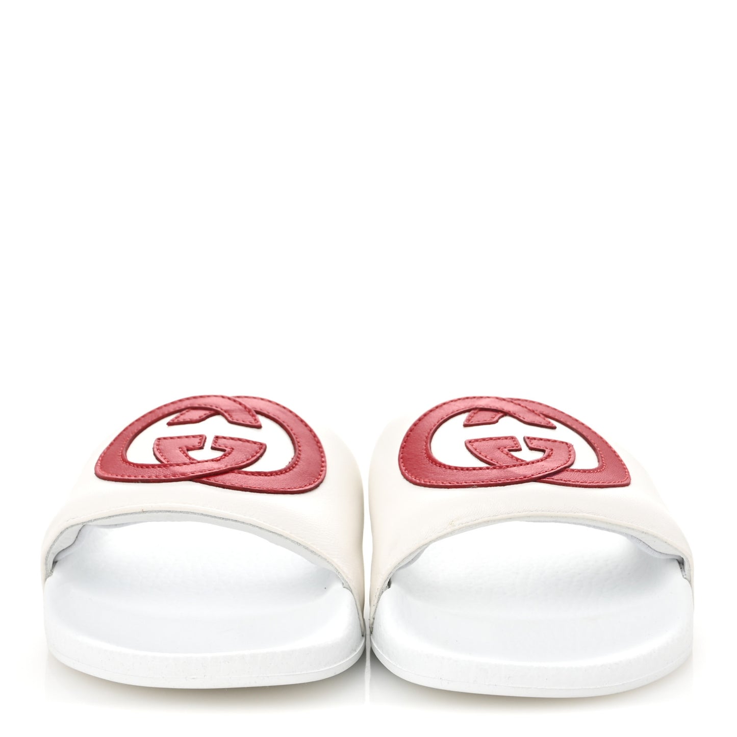 Nappa Miro Soft Calfskin Womens Interlocking G Slide Sandals 39 Great White Hibiscus Red