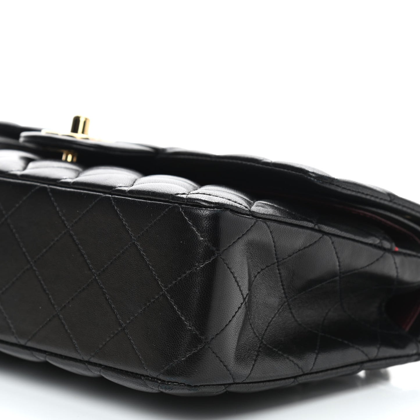 Lambskin Quilted Medium Double Flap Black