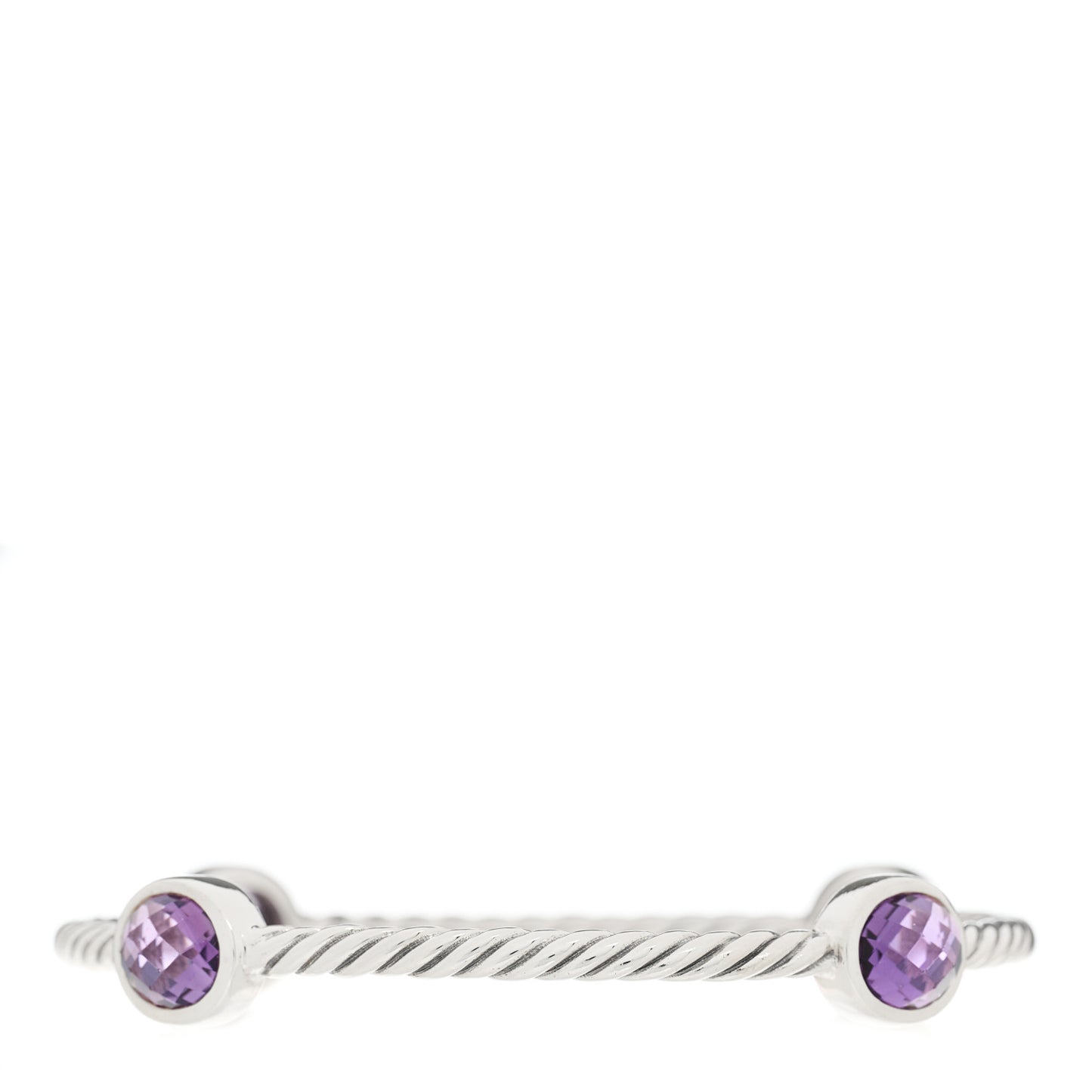 Sterling Silver Amethsyt 3mm 4 Station Bangle Bracelet