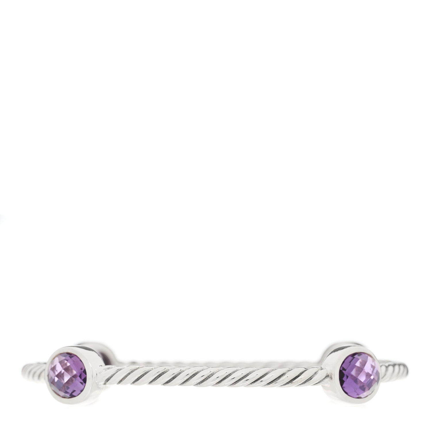 David Yurman Sterling Silver Amethsyt 3mm 4 Station Bangle Bracelet 2 of 3