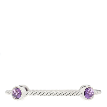 David Yurman Sterling Silver Amethsyt 3mm 4 Station Bangle Bracelet 2 of 3