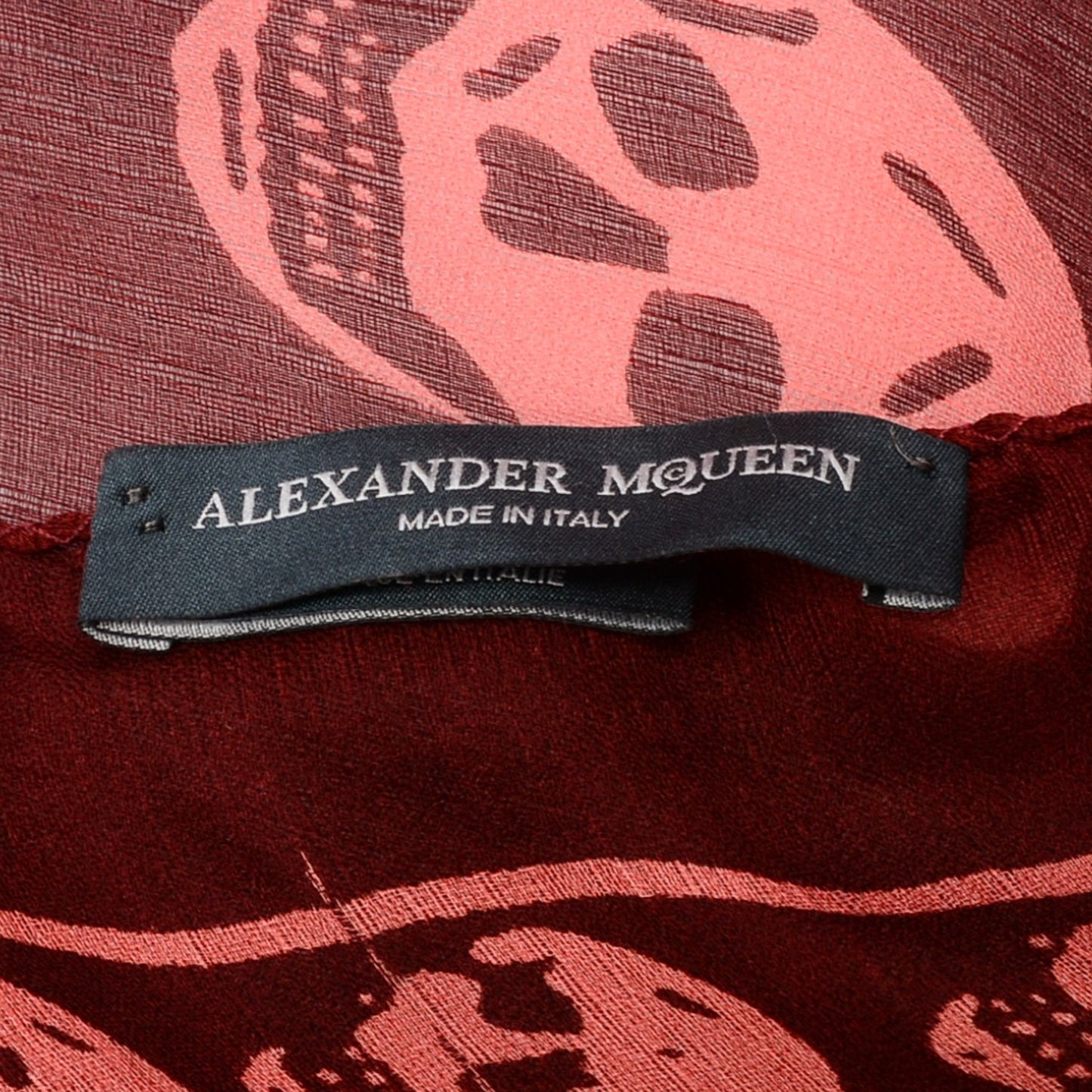 Silk Chiffon Skull Scarf Burgundy
