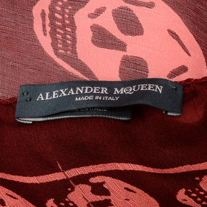 Alexander McQueen Silk Chiffon Skull Scarf Burgundy 5 of 5