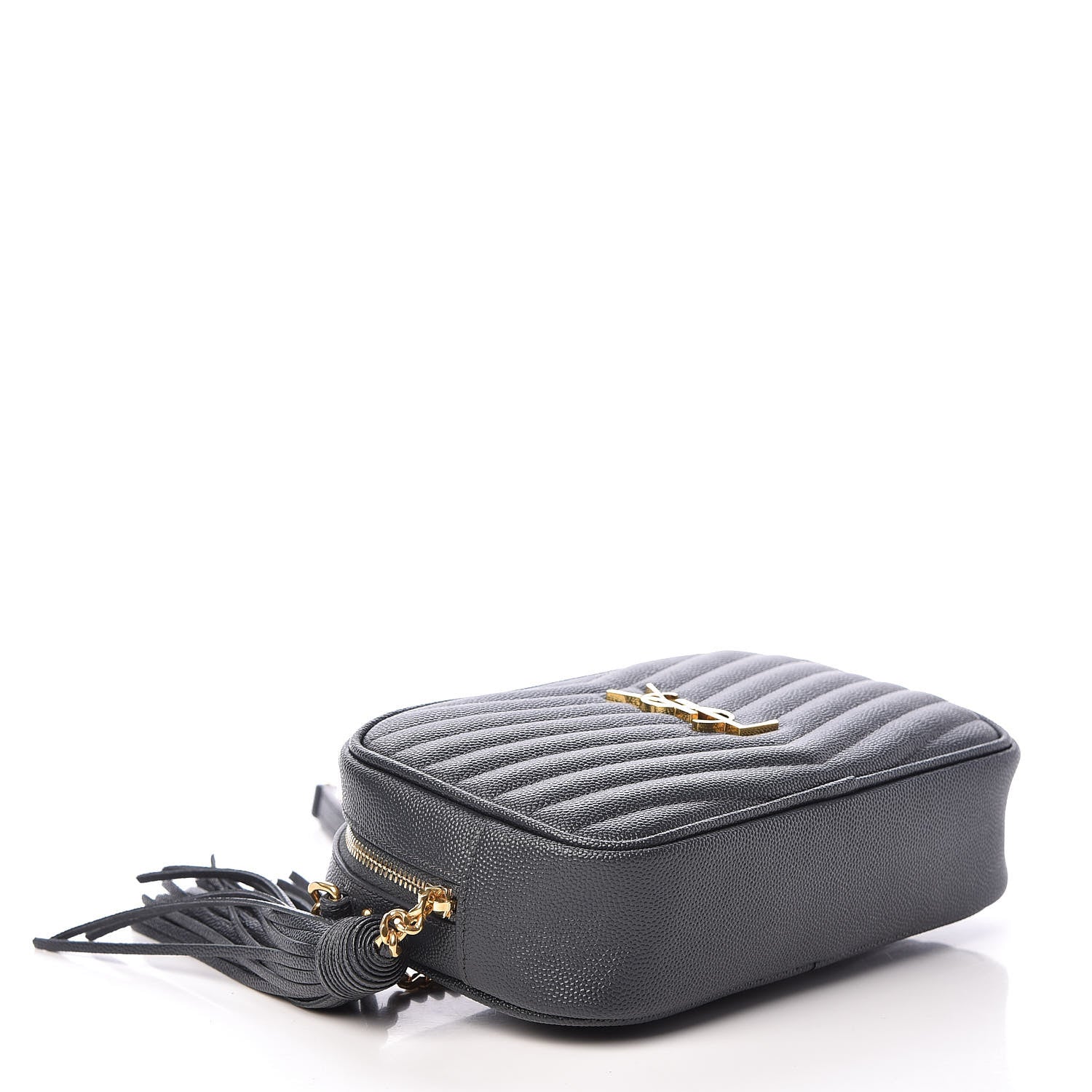 Saint Laurent Grain De Poudre Matelasse Monogram Mini Lou Camera Bag Dark Smog 4 of 11
