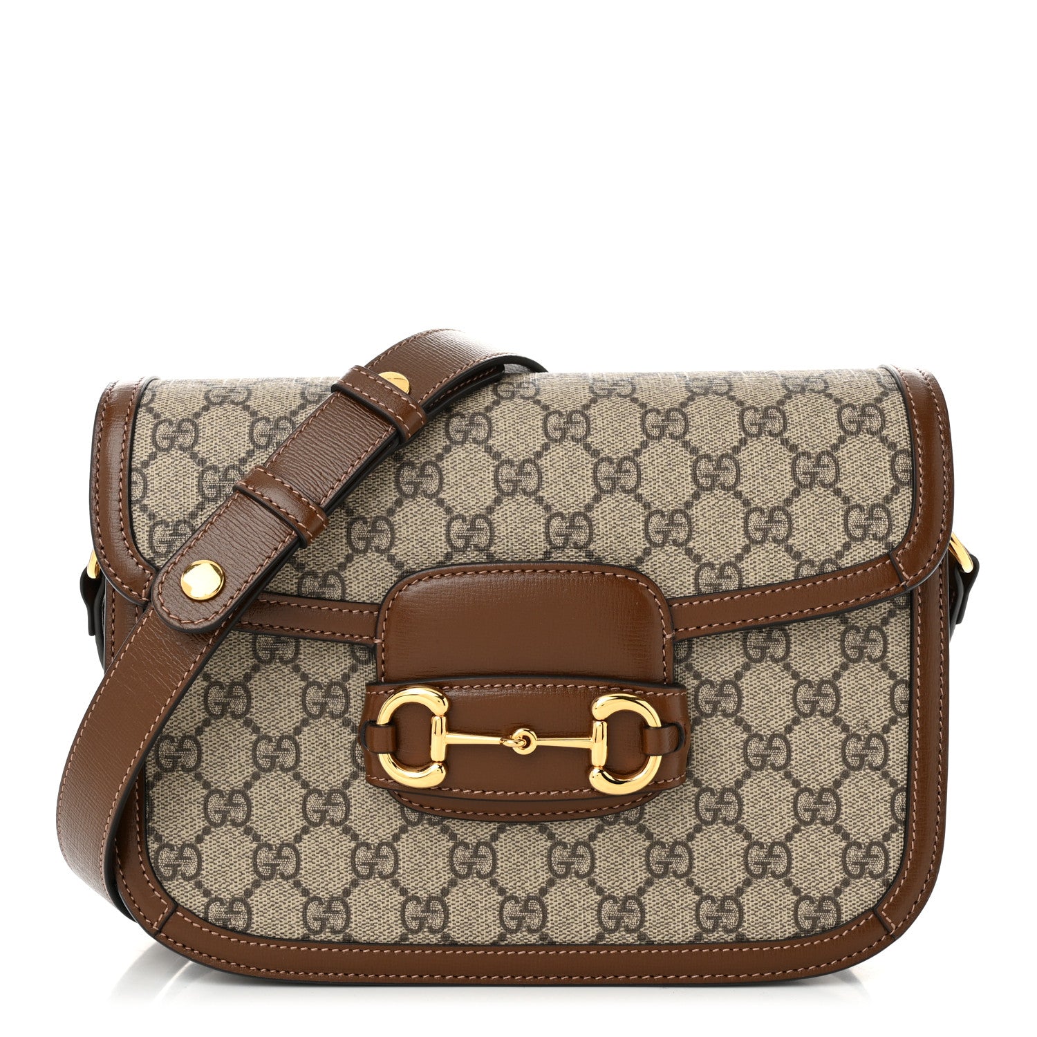 Gucci GG Supreme Monogram Horsebit 1955 Shoulder Bag Beige Brown Sugar 1 of 10