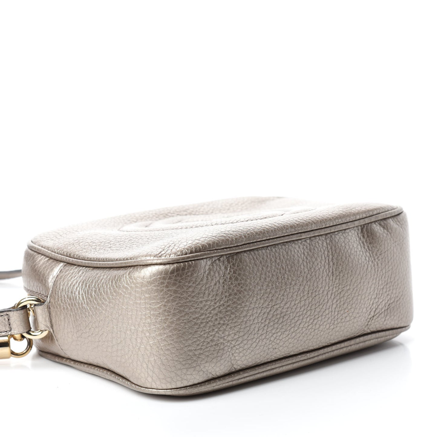 Metallic Pebbled Calfskin Small Soho Disco Bag Golden Beige