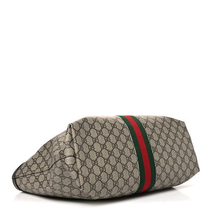 Gucci GG Supreme Monogram Textured Calfskin Web Medium Ophidia Shopping Tote Beige Ebony New Acero 4 of 12