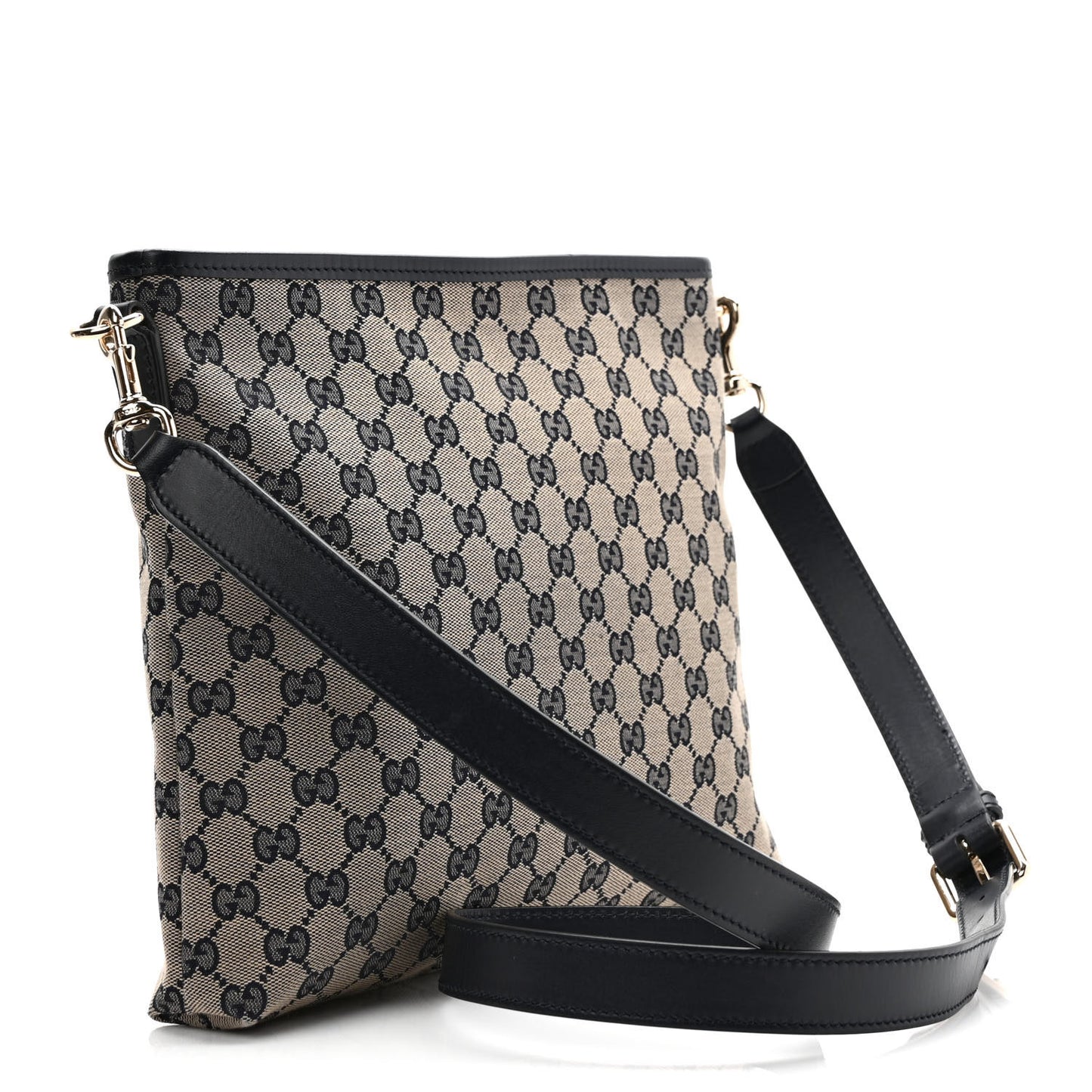 GG Supreme Monogram Web Flat Messenger Bag Navy