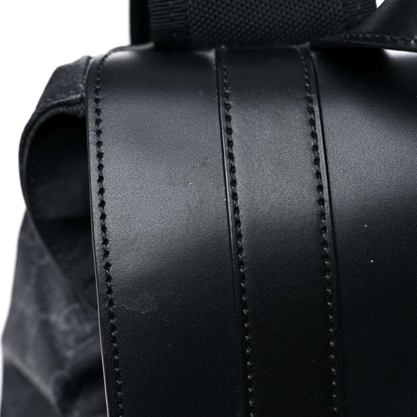 Soft GG Supreme Monogram Appia Calfskin Web Double Buckle Backpack Black