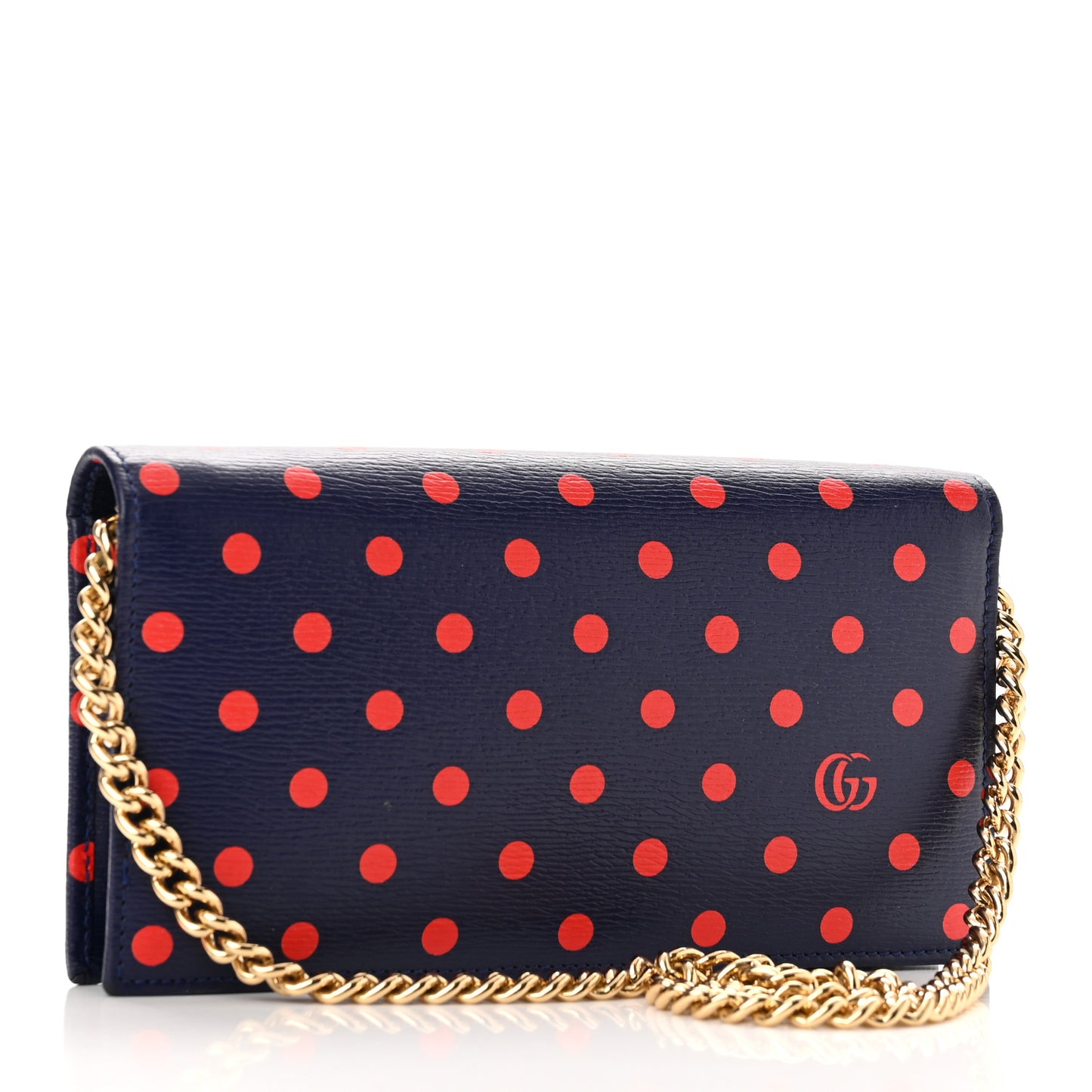 Shangai Calfskin Polka Dot Horsebit 1955 Wallet On Chain Blue Orange Sailor Blue