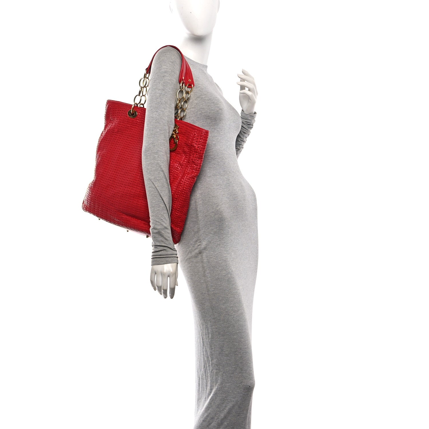 Christian Dior Lambskin Woven Large Dior Soft Tote Rouge Moyen 2 of 11
