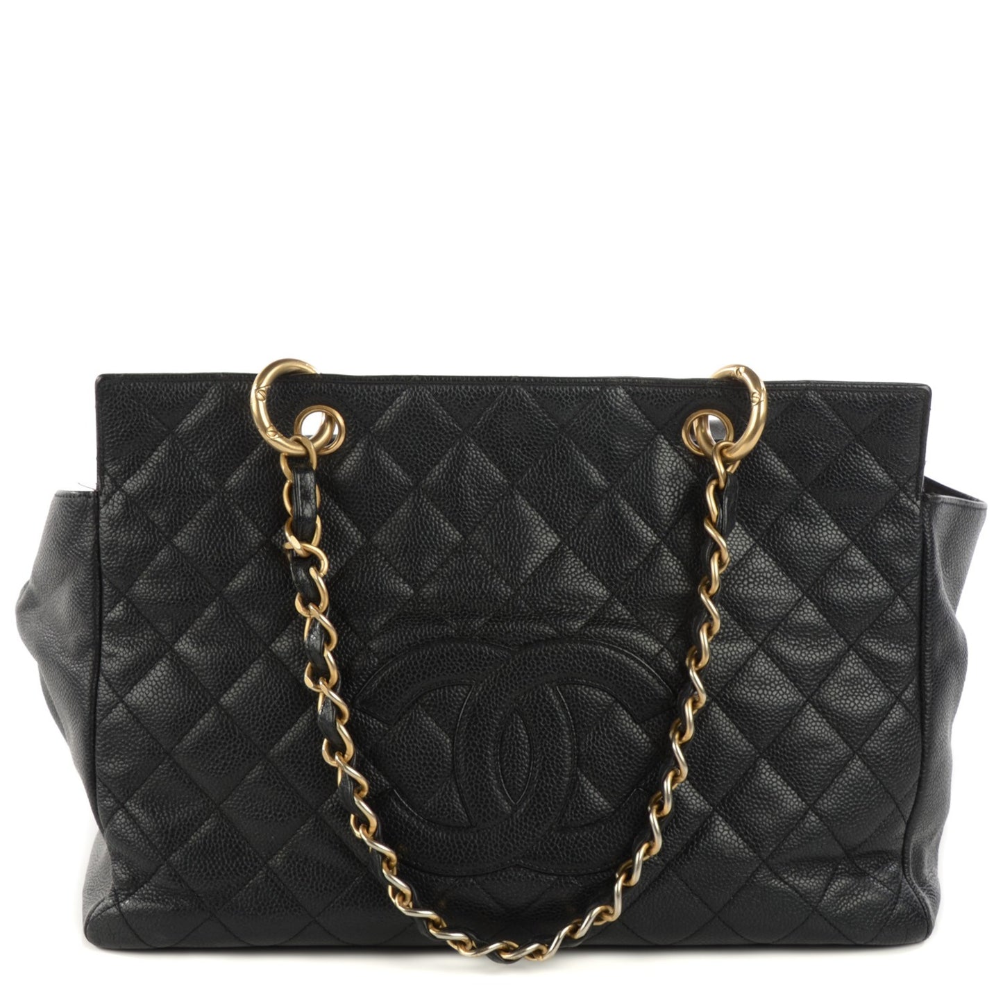 Caviar Quilted Grand Timeless Shopping Tote GTT Black