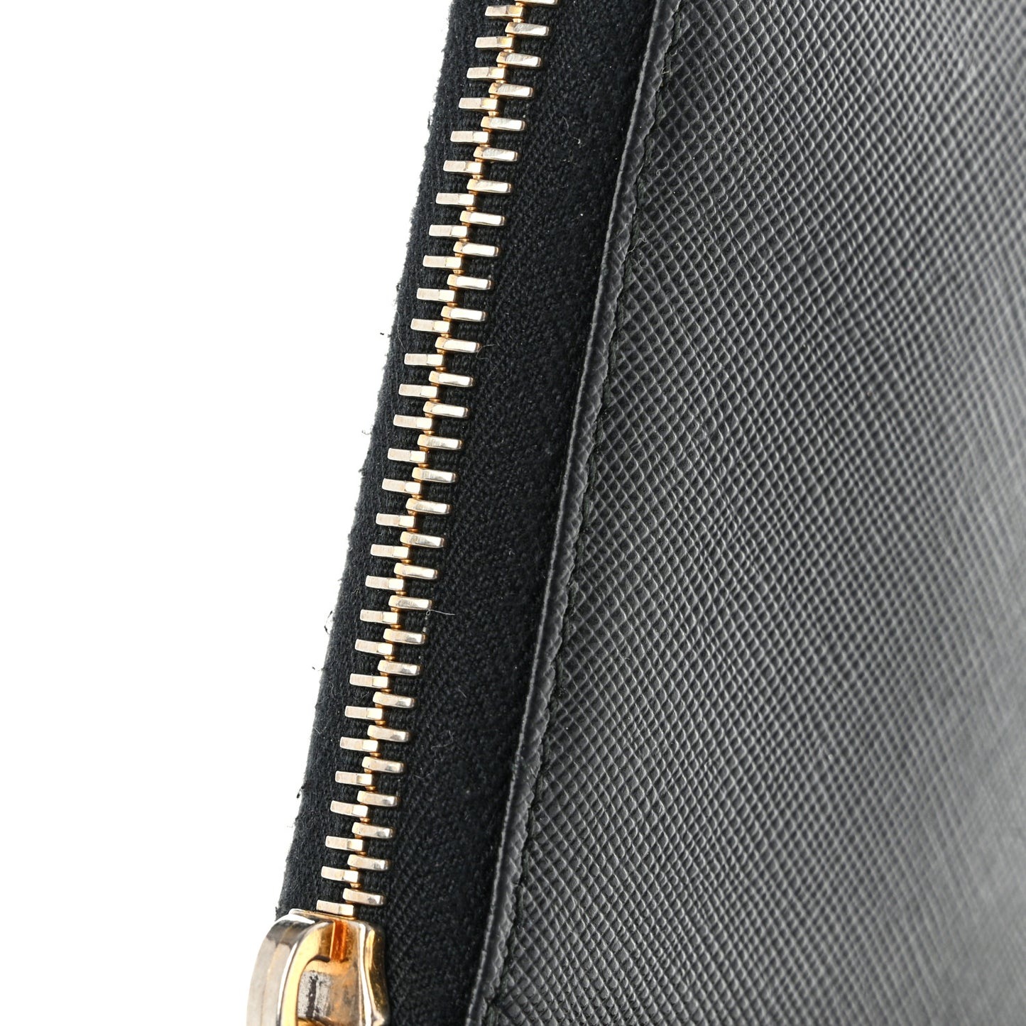 Saffiano Metal Zip Around Wallet Black