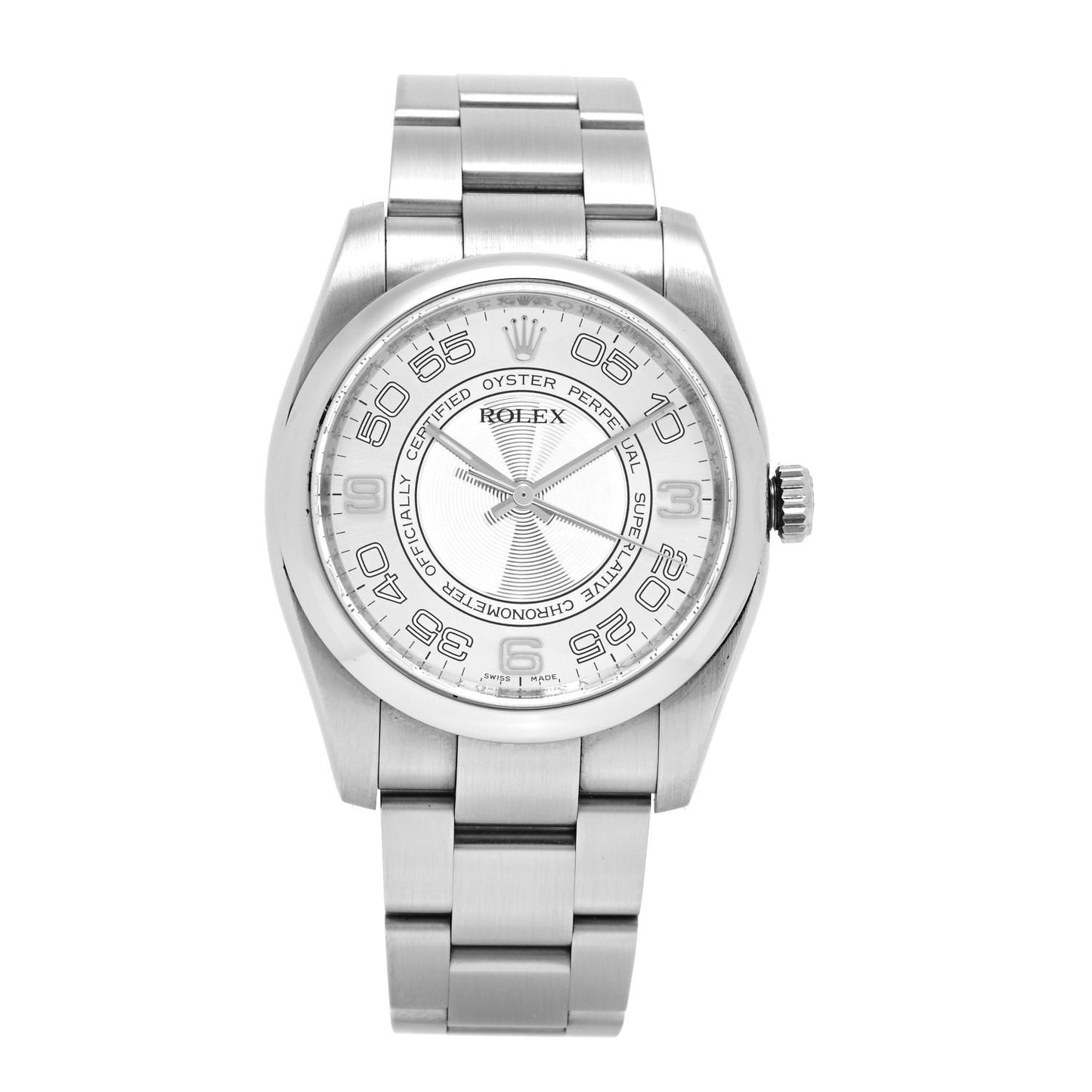 Stainless Steel 36mm Oyster Perpetual Watch Silver Concentric