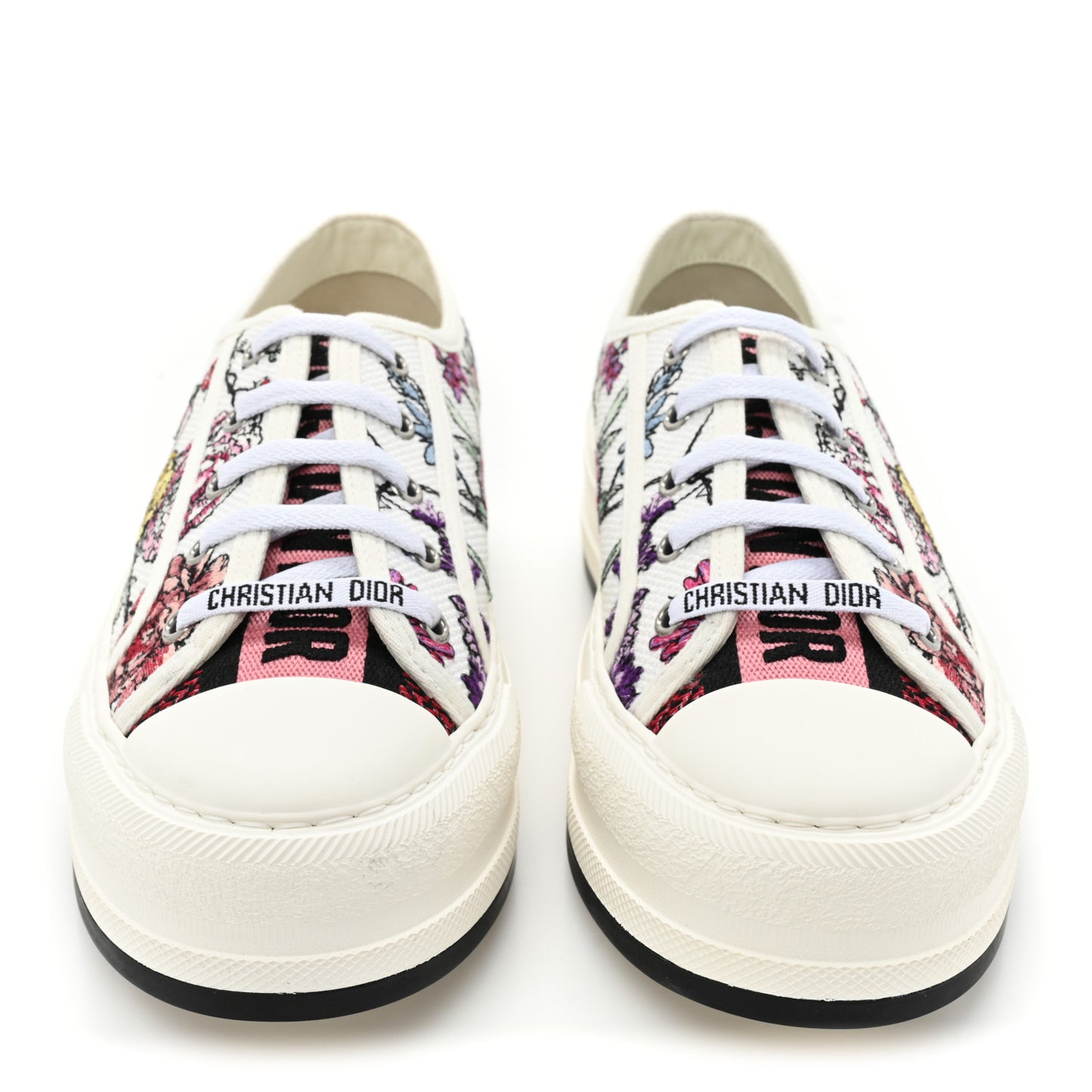 Canvas Jardin Botanique Embroidered Womens Walk'N'Dior Low Top Sneakers 37 White Multicolor