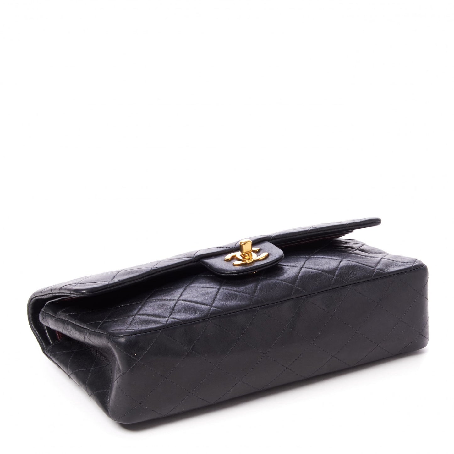 Lambskin Quilted Medium Double Flap Black