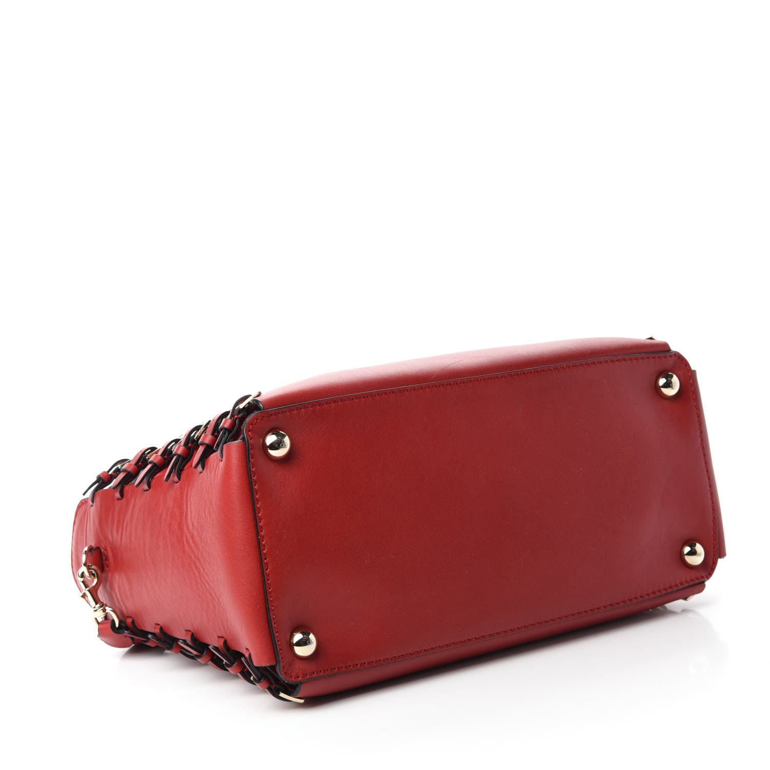 Valentino Garavani Vitello Buckle Trimmed Top Handle Satchel Red 5 of 11
