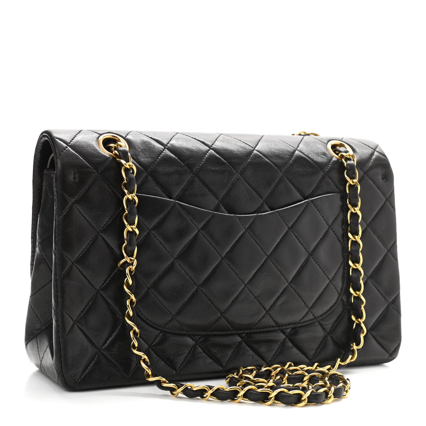 Lambskin Quilted Medium Double Flap Black