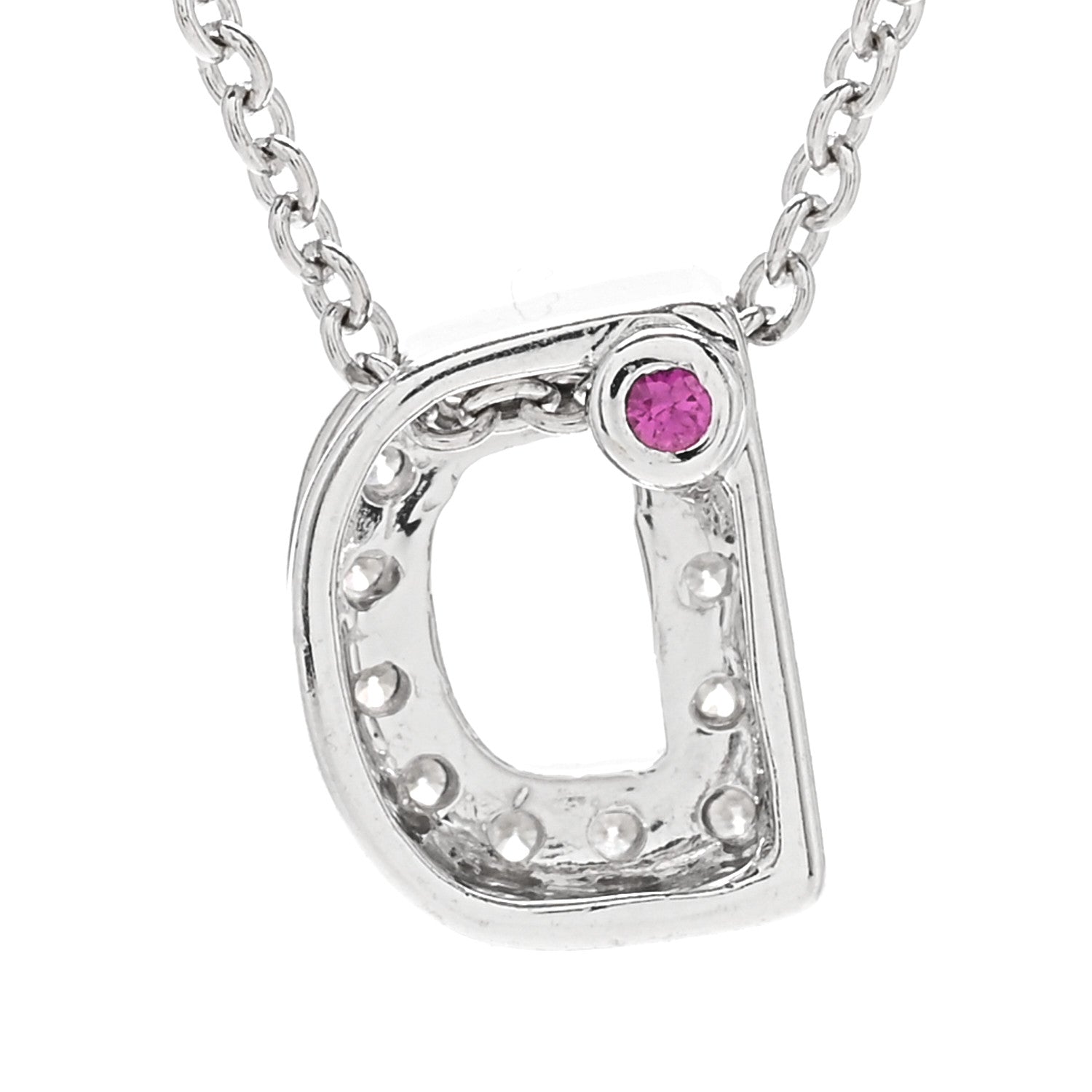 Roberto Coin 18K White Gold Diamond Love Letter D Pendant Necklace 6 of 8