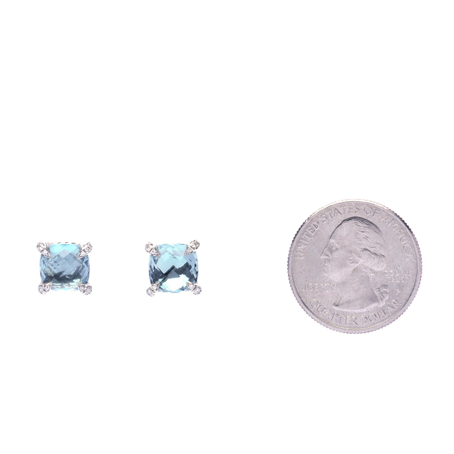 Sterling Silver Diamond Blue Topaz 9mm Chatelaine Earrings